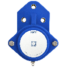 NG waterproof flange bearing F3 Ø25, 3-bolt, closed cover, blue