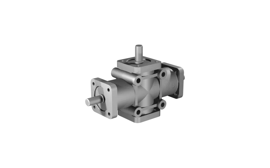 Poggi vinkelgear 2007, R1:2, D2, Ø14h7, 3-vejs, Aluminium